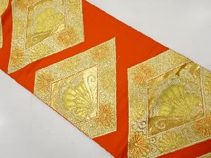 アンティーク　菱に蝶・菊唐草模様織り出し袋帯（材料）